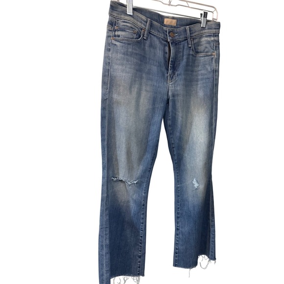 MOTHER The Weekender Ankle Fray Jeans Distressed Flare Denim Women's Size 28 (G) - Picture 2 of 16